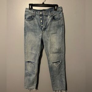 Wild fable super high rise straight ripped stretchy medium wash jeans size 10
